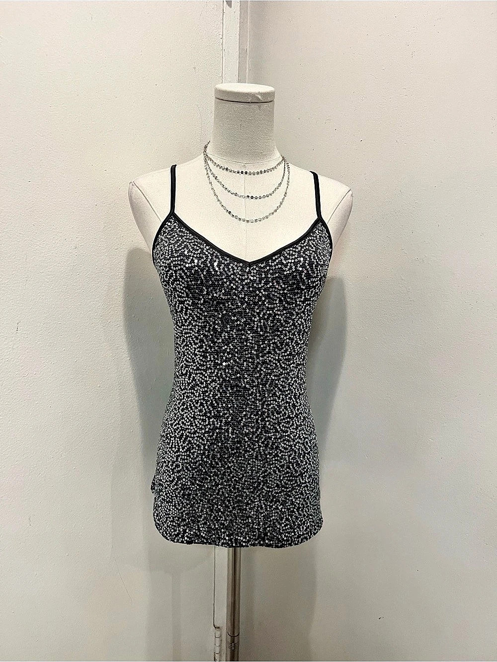 Express Black & Silver Sequin Mini Dress – Size Large